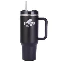 Copo Térmico Leonidas, 1180ml, Com Canudo, Quente ou Frio, Metal, Preto, LN-GL-ST1180MLBK