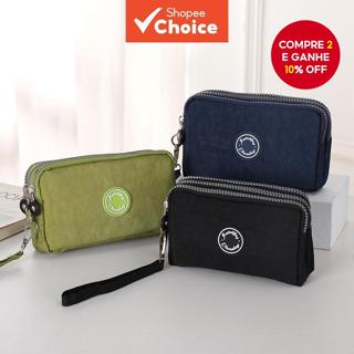 Carteira De Mão Com Zíper De Três Camadas , Suspensa Moeda E Cartão Chave Bolsa De Armazenamento em Oferta na Shopee