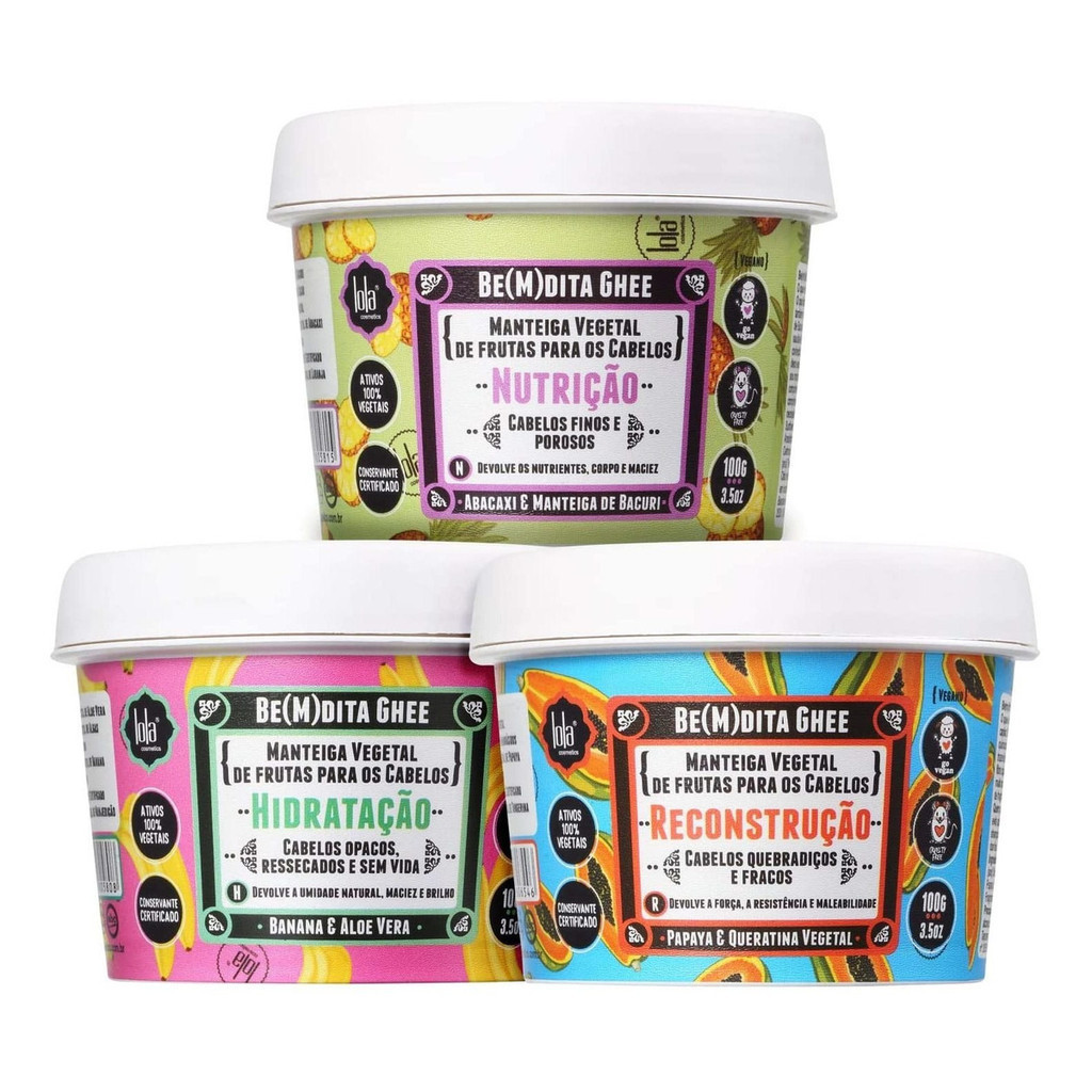 Kit Lola Cosmetics Cronograma Capilar Be(m) Dita Ghee 3x100g em Oferta na Shopee