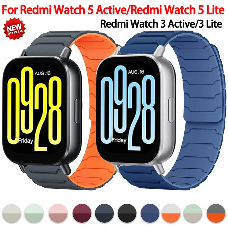 Pulseira Magnética de 22mm 20mm para Redmi Watch 5 Active / Redmi Watch 5 Lite, Pulseira Esportiva de Silicone para Redm