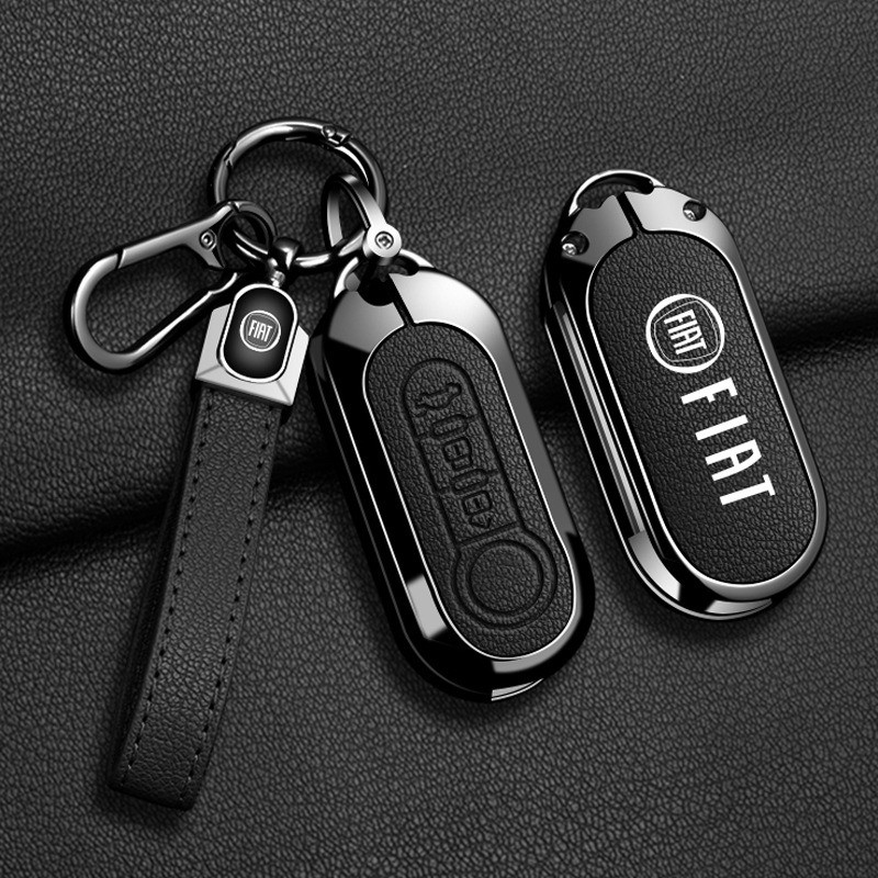 Capa De Couro De Metal Para Chave De Carro , FIAT 500 Ducato Panda 500L Punto Lancia Musa , Acessórios De Proteção Chave