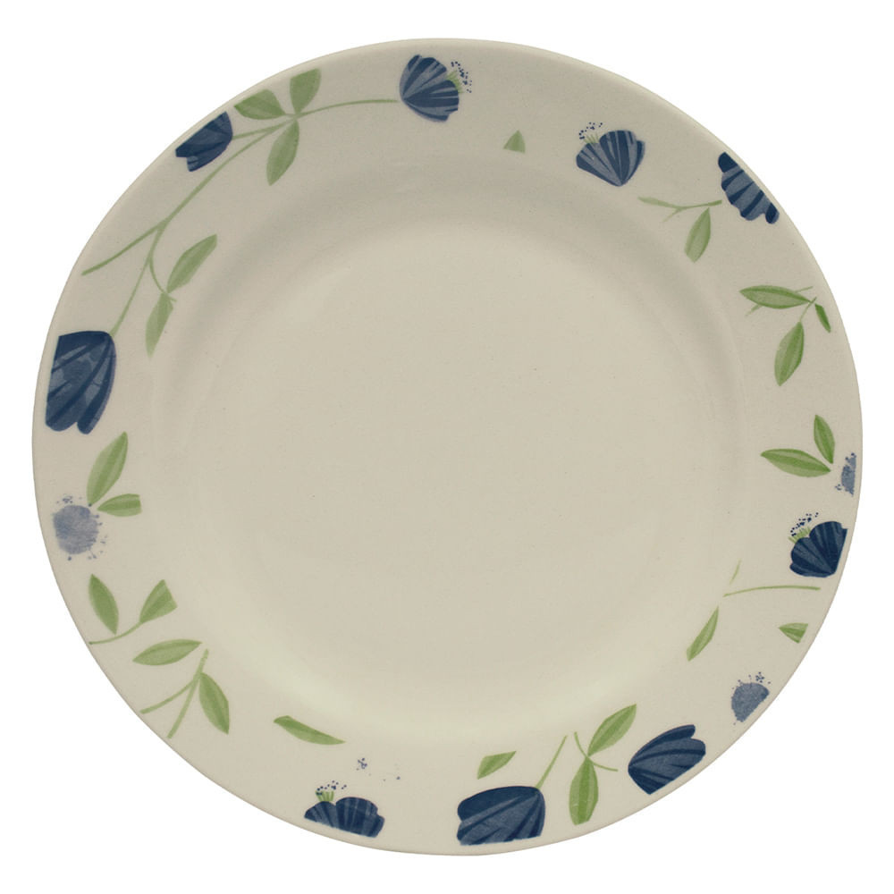 Prato de Sobremesa Oxford em Cerâmica Flores Azuis 18cm em Oferta na Shopee