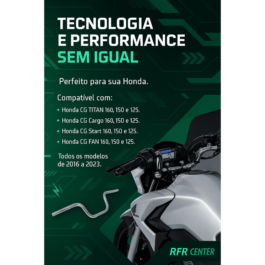 Guidão CG Cargo 160 Reforçado Com Rosca Para Pesinhos E Furo Para Punho de CB 500 Cromado — imagem 2 de 2