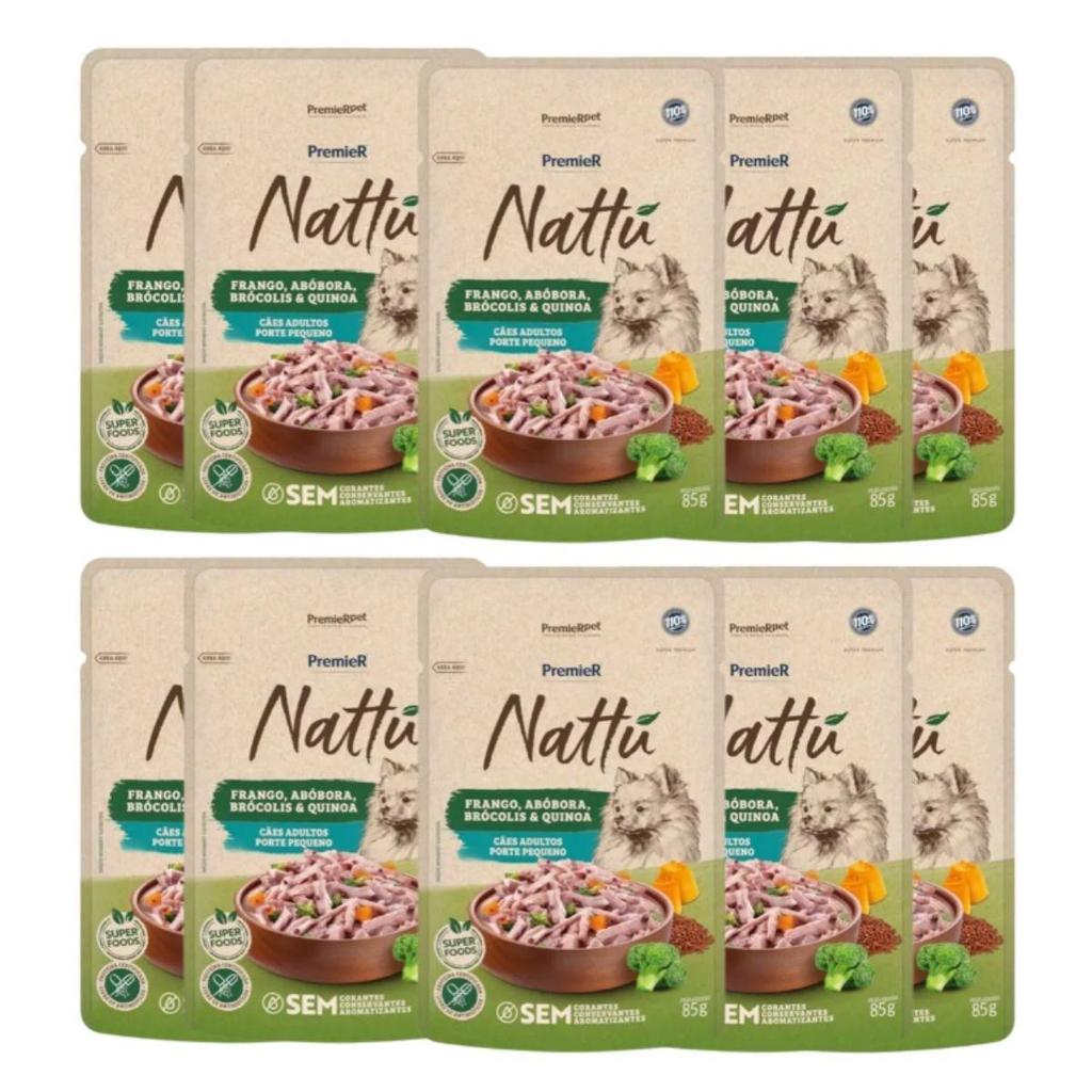 Kit 10 Sachês Premier Nattú Cães Adultos Pequenos Frango 85g em Oferta na Shopee