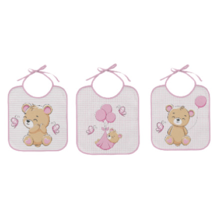 Kit 3 Babadores Bebê Felpudo Algodão Com Forro Incomfral