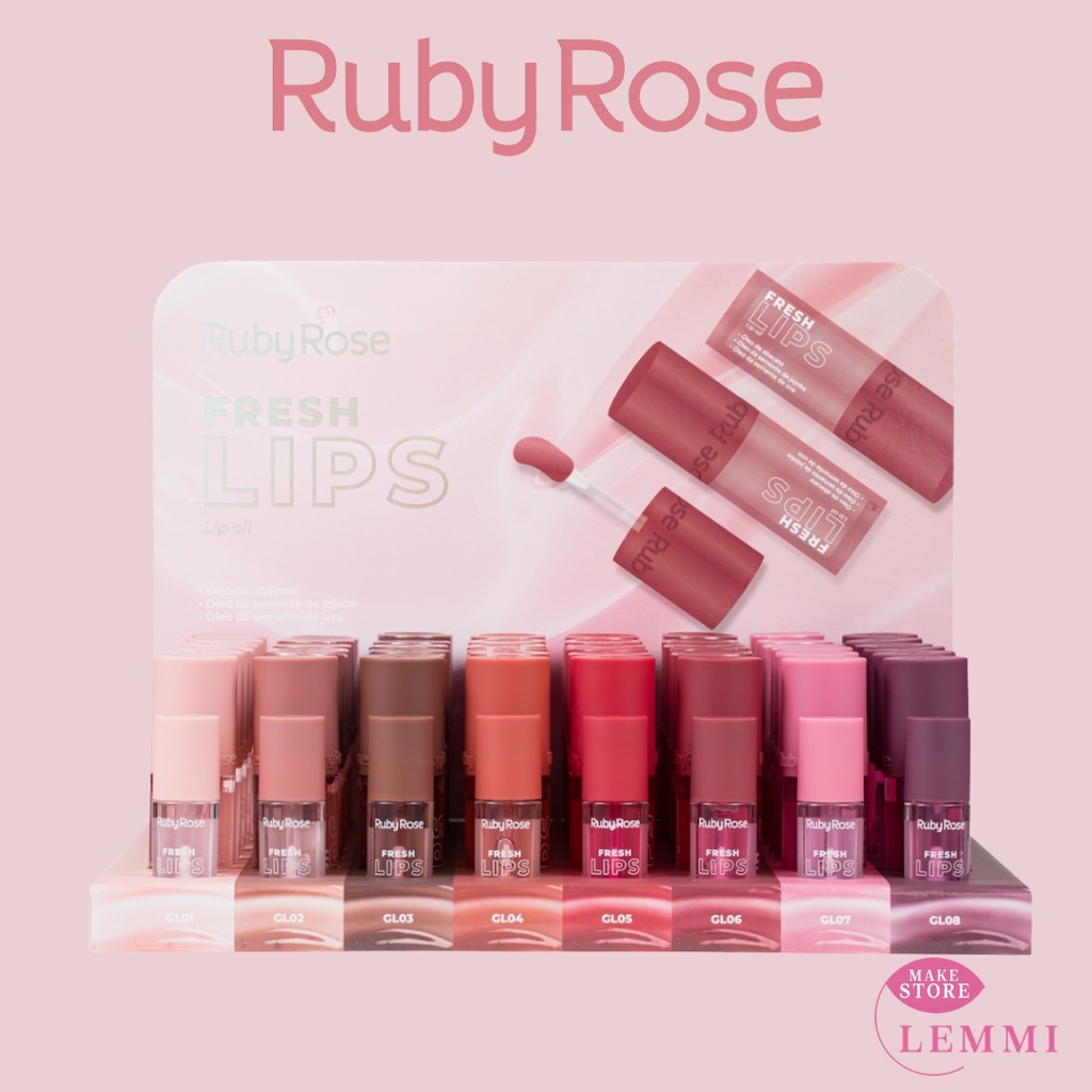 Lip Oil Fresh Lips - Linha Rosa Ruby Rose em Oferta na Shopee