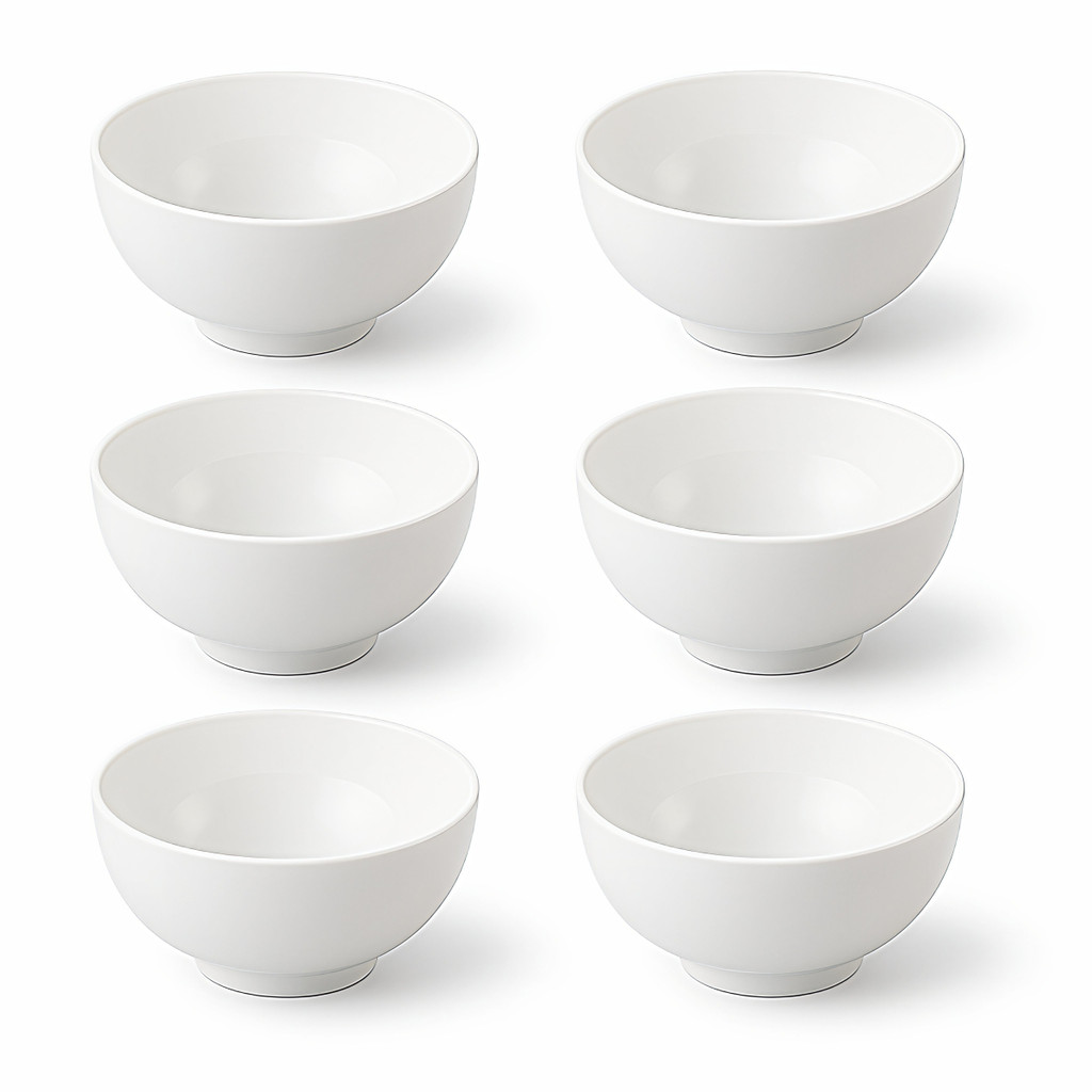 Kit 6 Tigelas Cumbuca Bowl Melamina 400 ml Açaí Caldos Sorvete Sobremesas Cozinha Branca