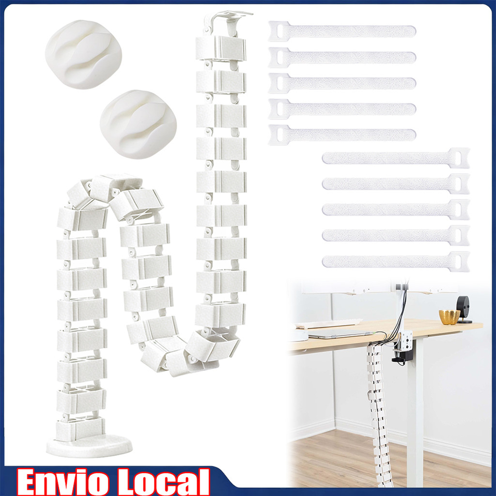 Kit de gerenciamento de cabos para vértebras embaixo da mesa, Branco, mesa em pé,130 cm,ajustável,quadrilátero,com laços