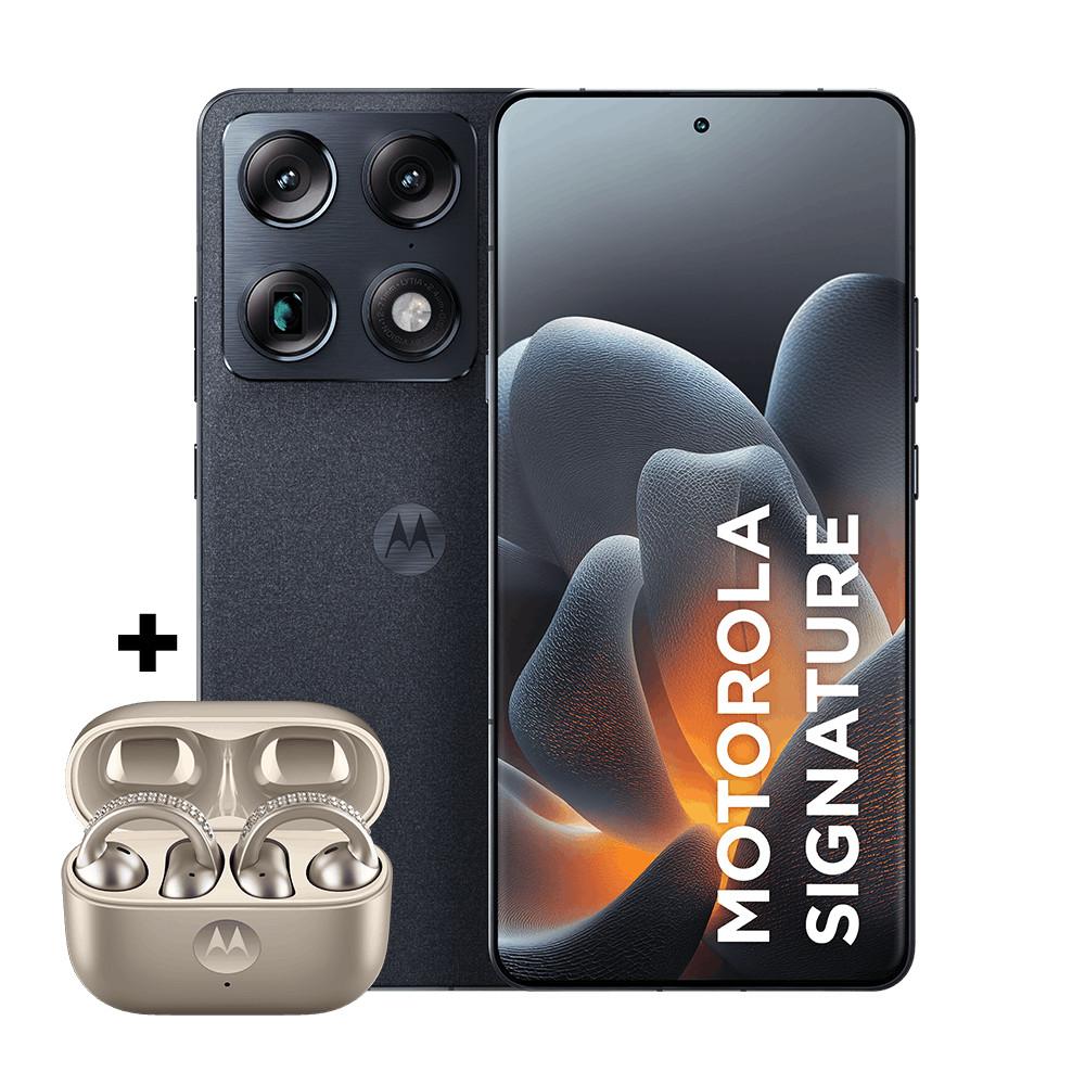 Kit Smartphone Motorola Signature 5G 512GB + Fone Bluetooth Moto Buds Loop Champagne Swarovski