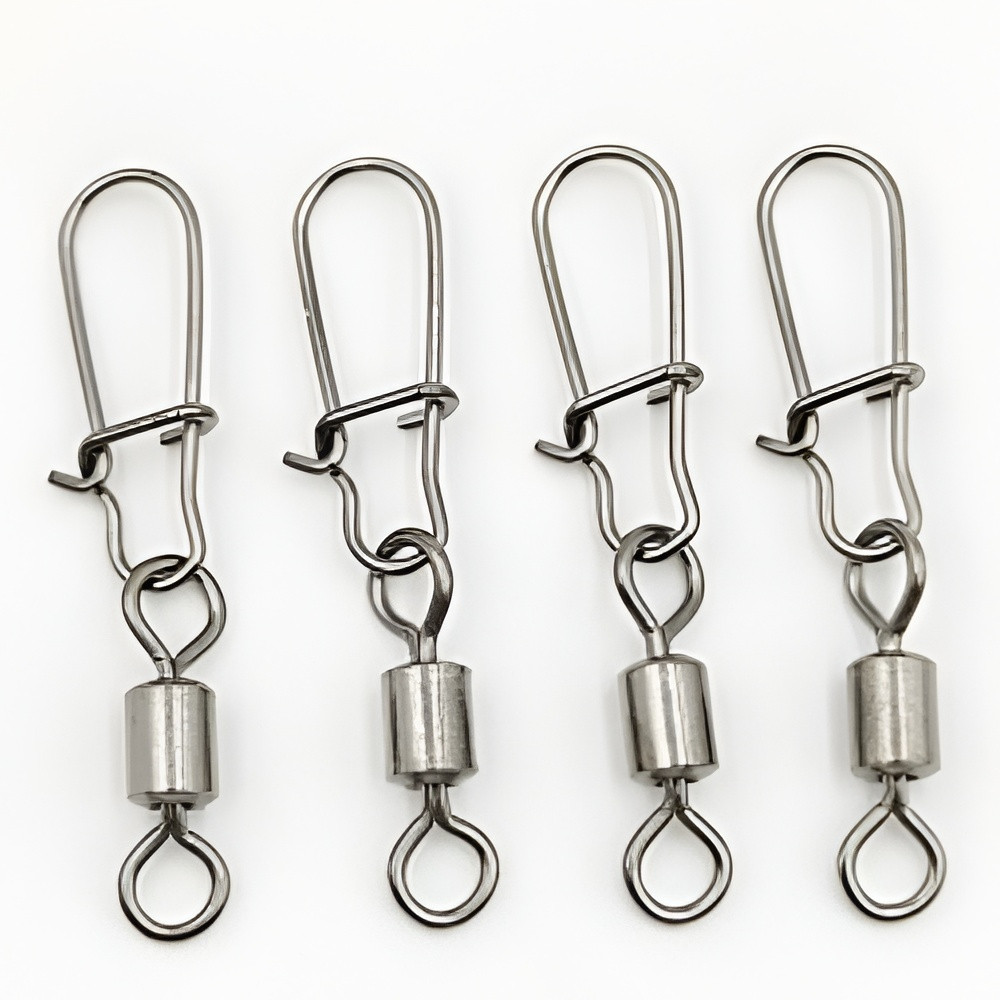 Kit 30 Conector Giratório Rolamento Aço Inox Pesca Snap Engate Rápido isca