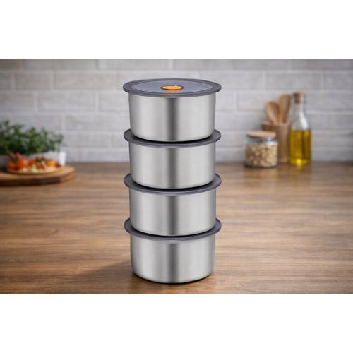Conjunto Potes Hermeticos Inox 450ML Recipientes Armazenamento Vedacao Segura Organizacao Cozinha