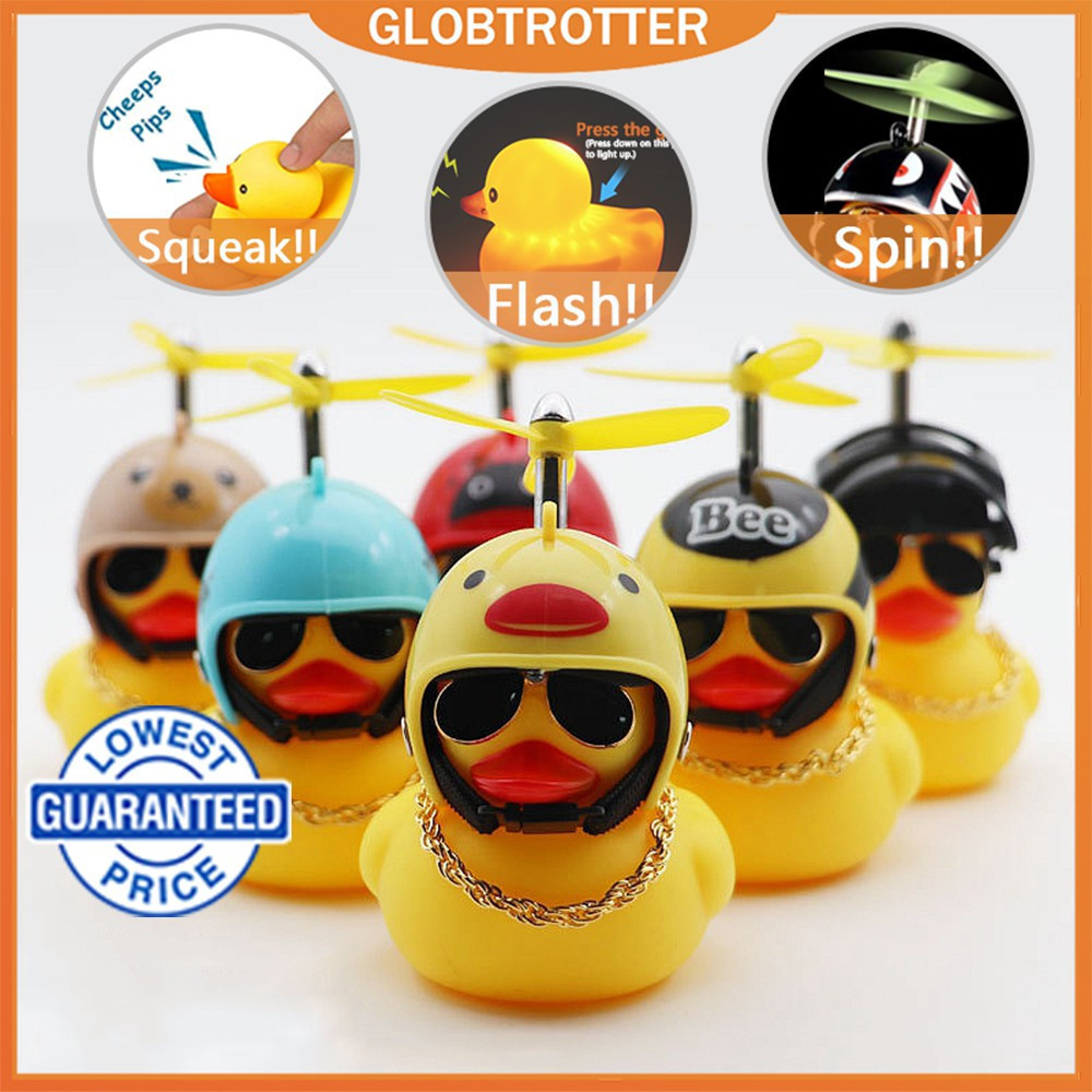 Globetrotter Pequena Trompa De Bicicleta De Pato Amarelo Com Luzes , Mais Quente De , Sino , Decoração De Capacet