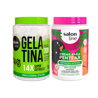 Kit Salon Line Gelatina To De Cacho + Creme Para Pentear Salon Line Definição Intensa 1Kg em Oferta na Shopee