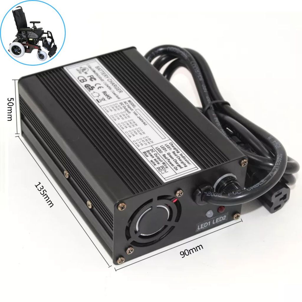 Carregador para Cadeira De Rodas Motorizada Ottobock Ortobras Set Mobile Comfort Ortomix Jaguaribe Dellamed 24V 5A