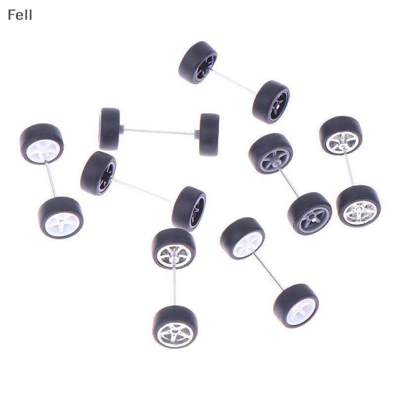 [Fel] 1 Conjunto De Rodas De Carro DIY Racing 1 : 64 Para Pneu De Borracha Com Modelo De Eixo De Roda Peça Modificada Ve