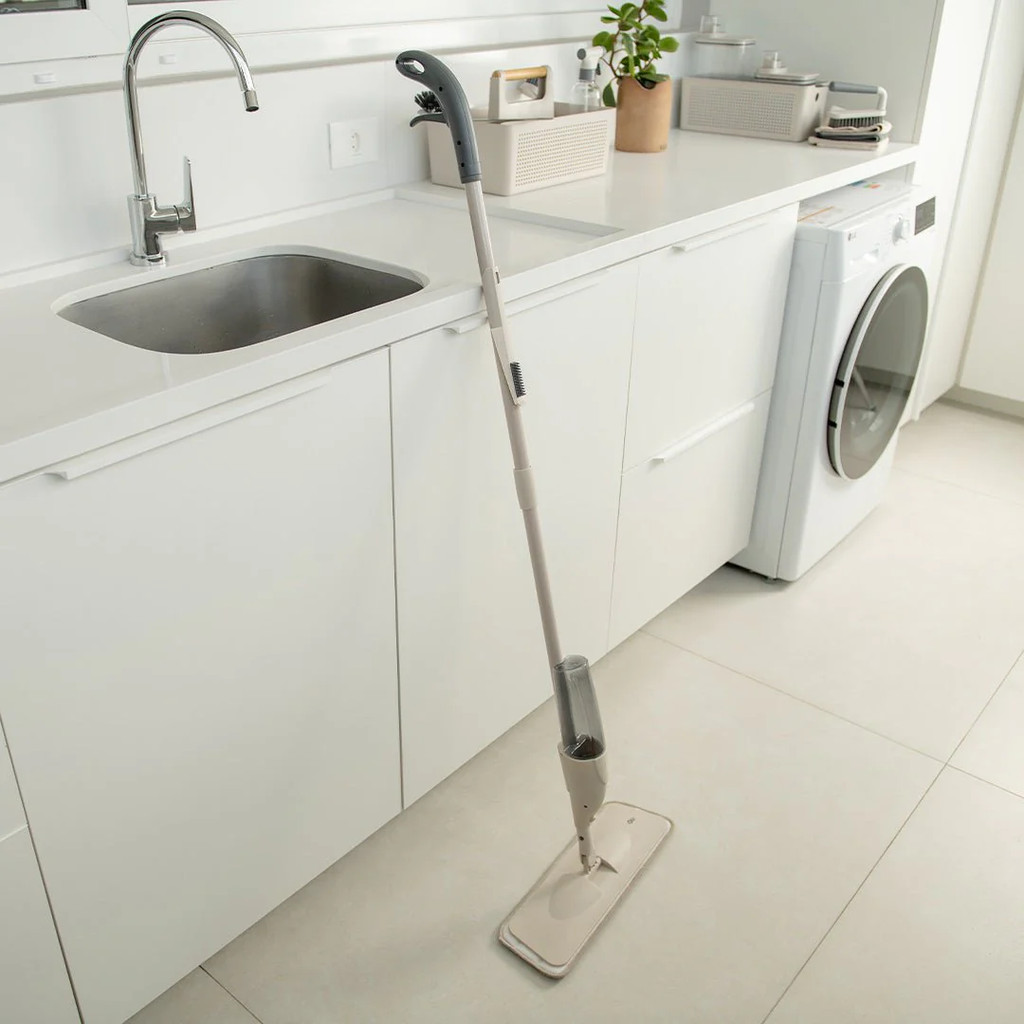 Mop Spray Rodo Esfregão Com Reservatório Água Refil Microfibra Limpeza Piso Linha Flow OU Bege em Oferta na Shopee