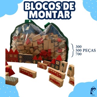 Sacolão Blocos De Montar Futuro Engenheiro Castelinho 700 Peças Em Madeira Mdf