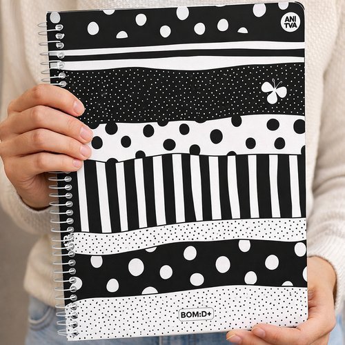 Caderno Escolar Universitário Espiral 240 Folhas 20 Matérias Rosa Preto Capa Dura Achadinhos