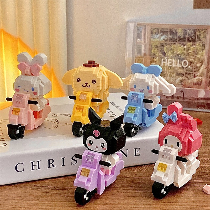 Sanrio Cartoon Building Block Boneca De Brinquedo Cutel Girl Gift K10-14 Melody Kuromi (Caixa original)
