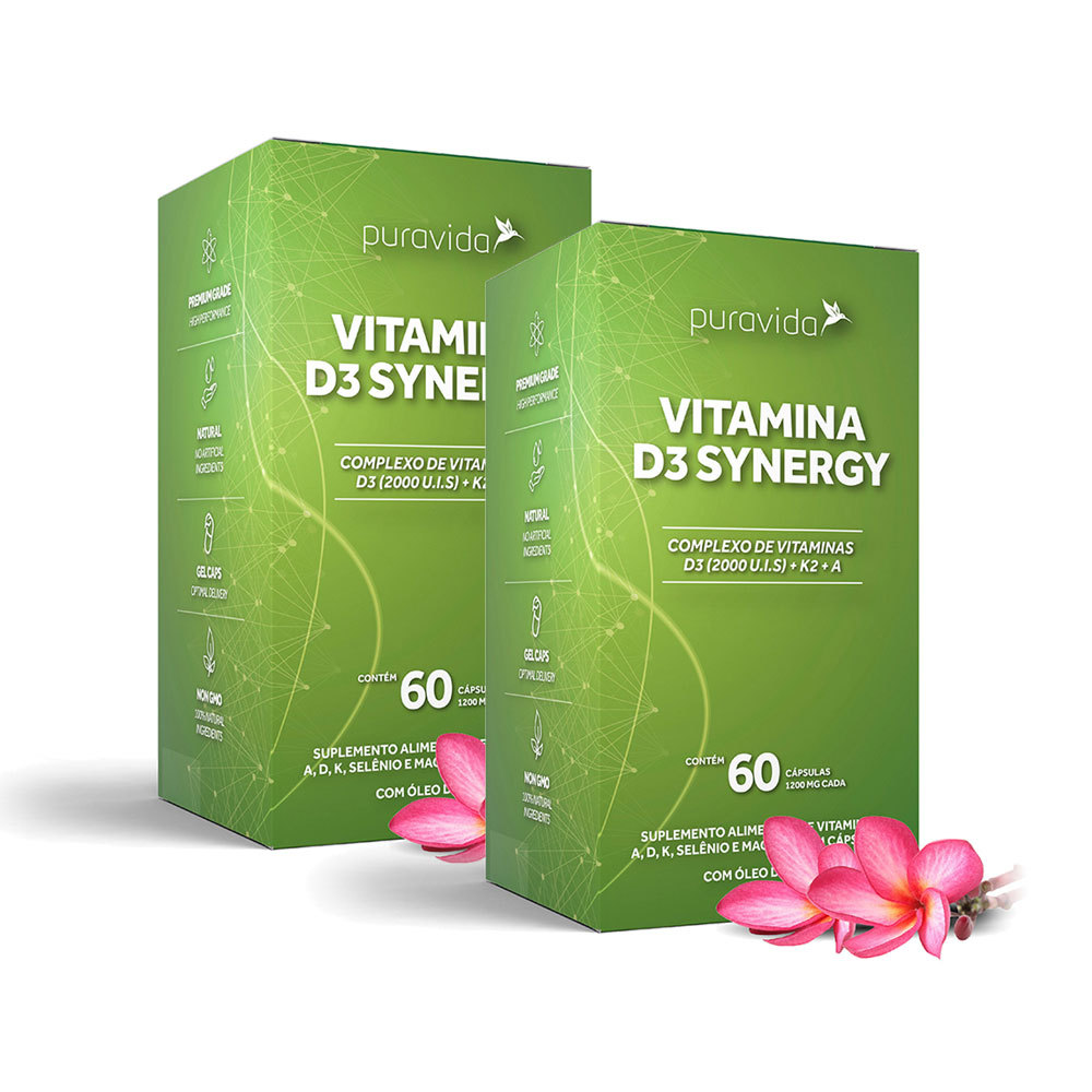 Kit 2 Vitamina D3 Synergy 60 Cáps Puravida