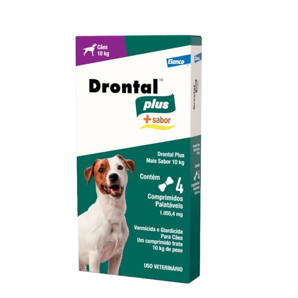 Drontal Plus para Cães Elanco até 10 kg 4 Comprimidos