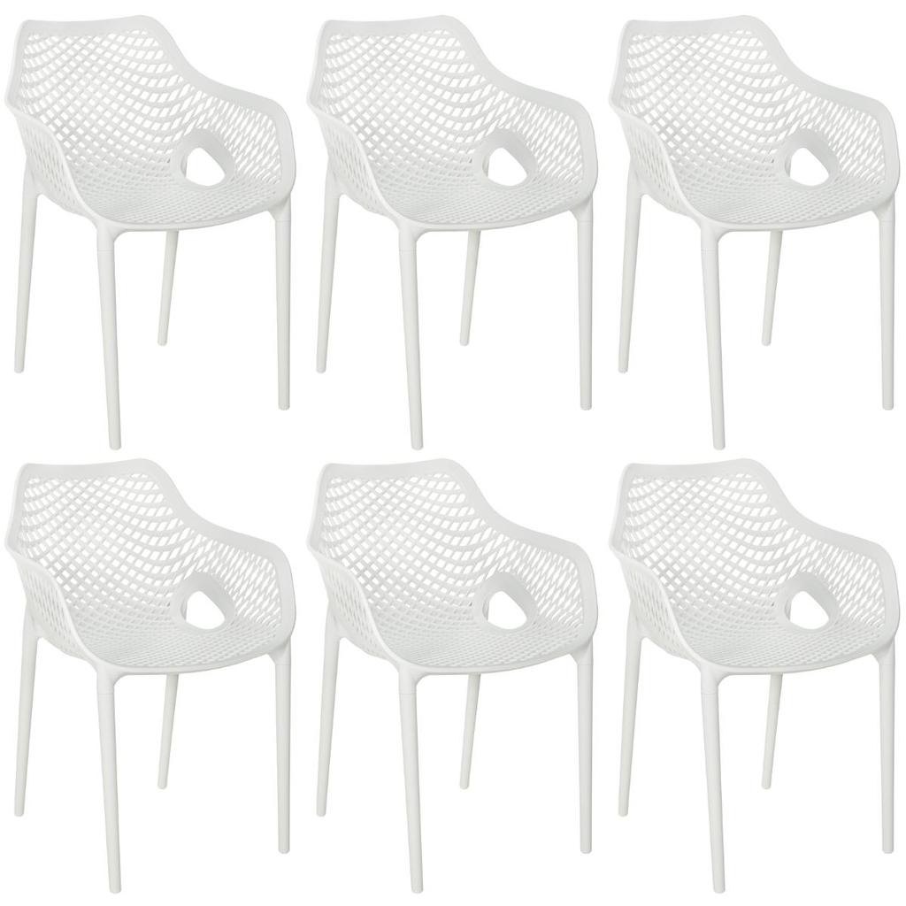 Kit 6 Cadeiras de Jantar Design Suits com Braços Empilhável em Polipropileno