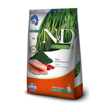 Ração N&D Tilápia Spirulina e Goji Berry 1,5kg Gatos Filhotes