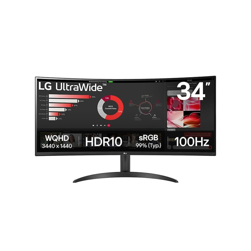 Monitor Curvo 34 UltraWide WQHD 34WR50QK-B 100Hz HDR10 LG em Oferta na Shopee