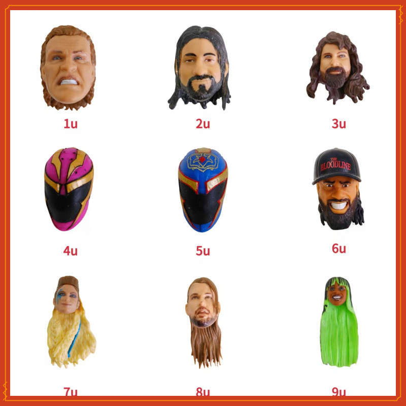 Cabeça de boneca de lutador de ação WWE Acessórios de escultura Cabeça de boneca de ação de 6 a 7 polegadas
