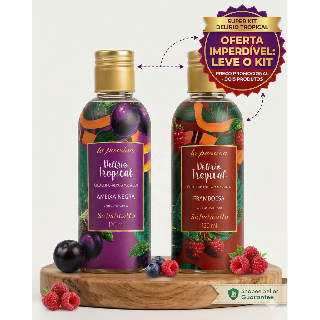 Kit 2 Óleo Corporal Hidratante Para Massagem Ameixa Negra e Framboesa 120ml Sofisticatto