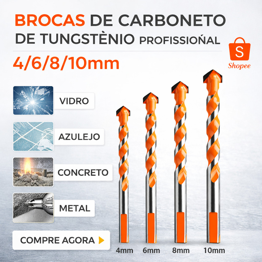 Broca de carboneto profissional de 4/6/8/10mm em Oferta na Shopee