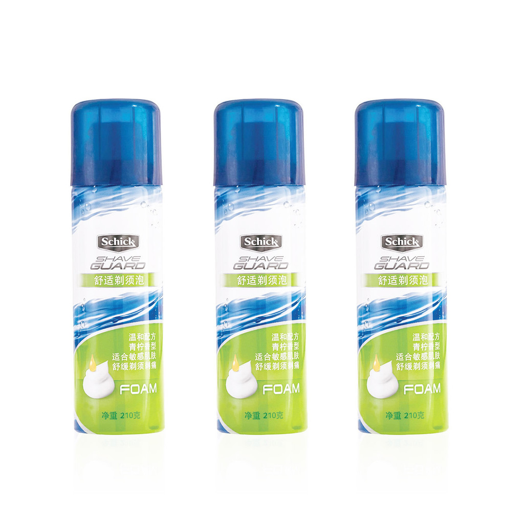Confortável suave espuma de barbear limão 210g três garrafas schick limão Manual masculino creme de barbear espuma produ