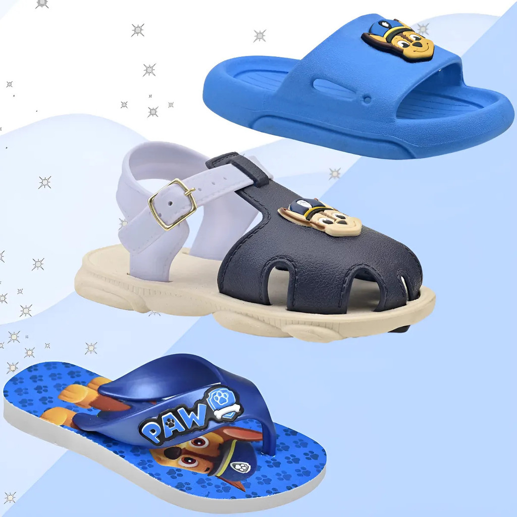 Kit 3 Em 1 Babuche Confortável Chinelo Patrulha Macio Slide Nuvem Leve Menino Marca Nexa