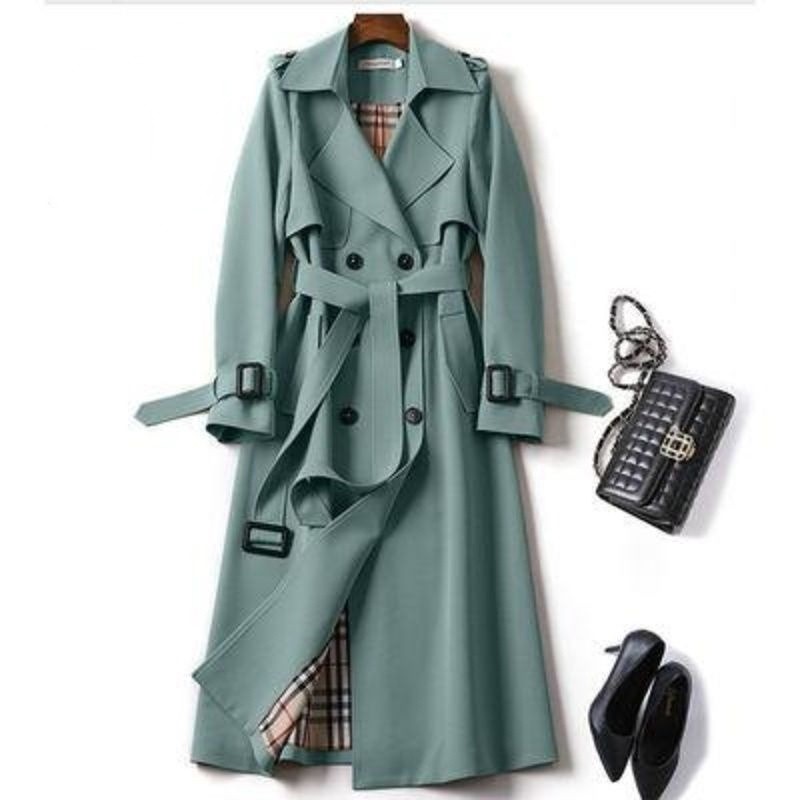 trench coat Feminino Elegante Primavera Manga Verão Comprar Gola Virada Para Baixo Longo Coreano Blues Jaqueta Trespassa