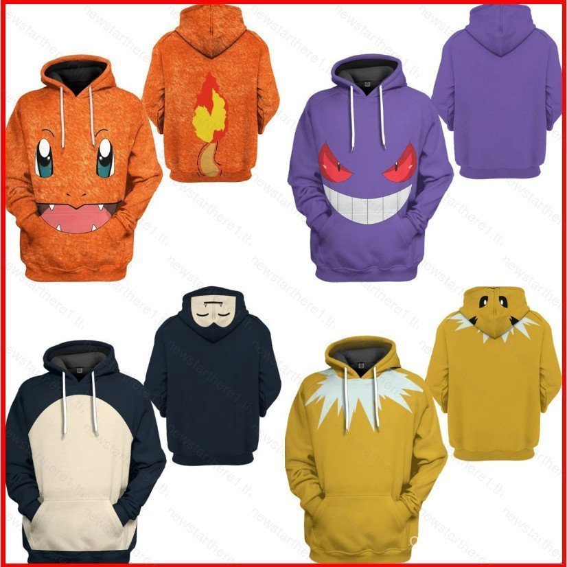 Moletom Infantil Pokémon NS1 Manga Longa Unissex Cosplay Snorlax Charizard Gengar Pullover 3D SCBC 01A6