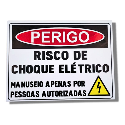 Kit 05 Placas Risco De Choque Elétrico Impressão Uv