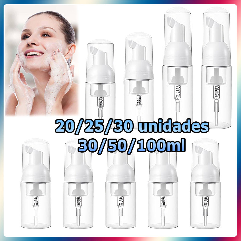 20/25/30 Frasco com bomba de espuma de plástico dispensador de espuma de viagem para sabonete líquido shampoo para cílio