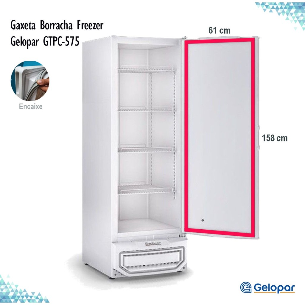Gaxeta Borracha Freezer Gelopar GTPC-575 Porta Cega - 158x61cm
