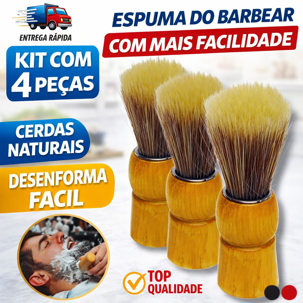 Pincel de Barbear Com Cabo de Madeira Conjuntos Cerdas Macia para  Barbeiro Salão Barbearia Utilidades barba