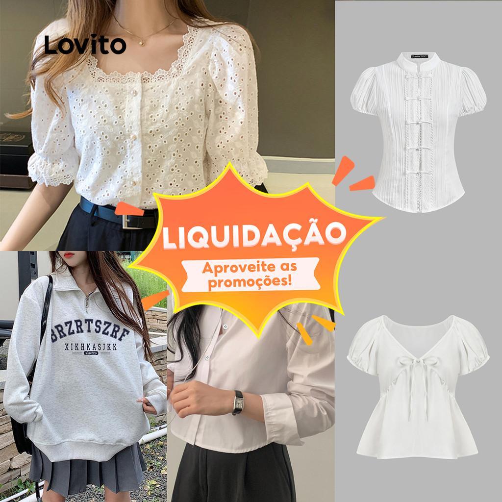 Lovito Special Casual Tops for Women (Size L) em Oferta na Shopee