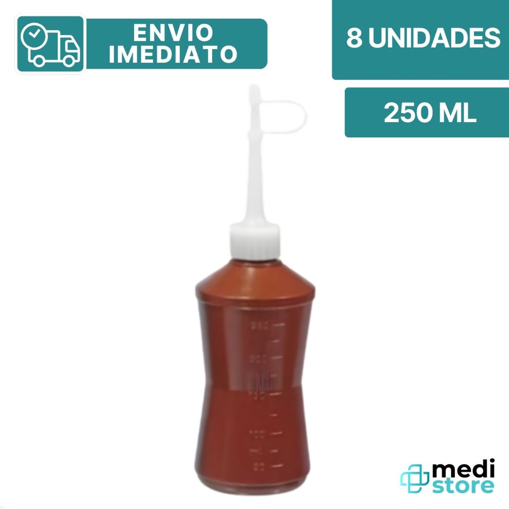Kit 8 Unidades Frasco Aplicador 250ml Bico Reto e Rosca - Envio Imediato