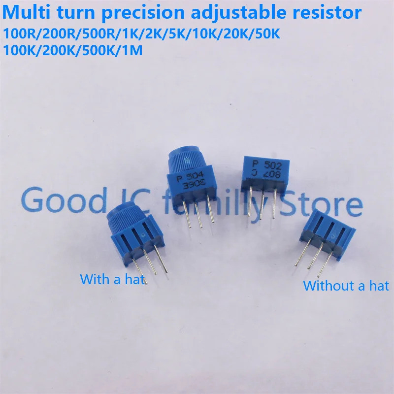 2/5 Pcs 3386P Potenciômetro Precisão Resistência Ajustável 1K 2K 5K 10K 20K 50K 100K 200K 500K 1M 100 200 500 Ohm R 101