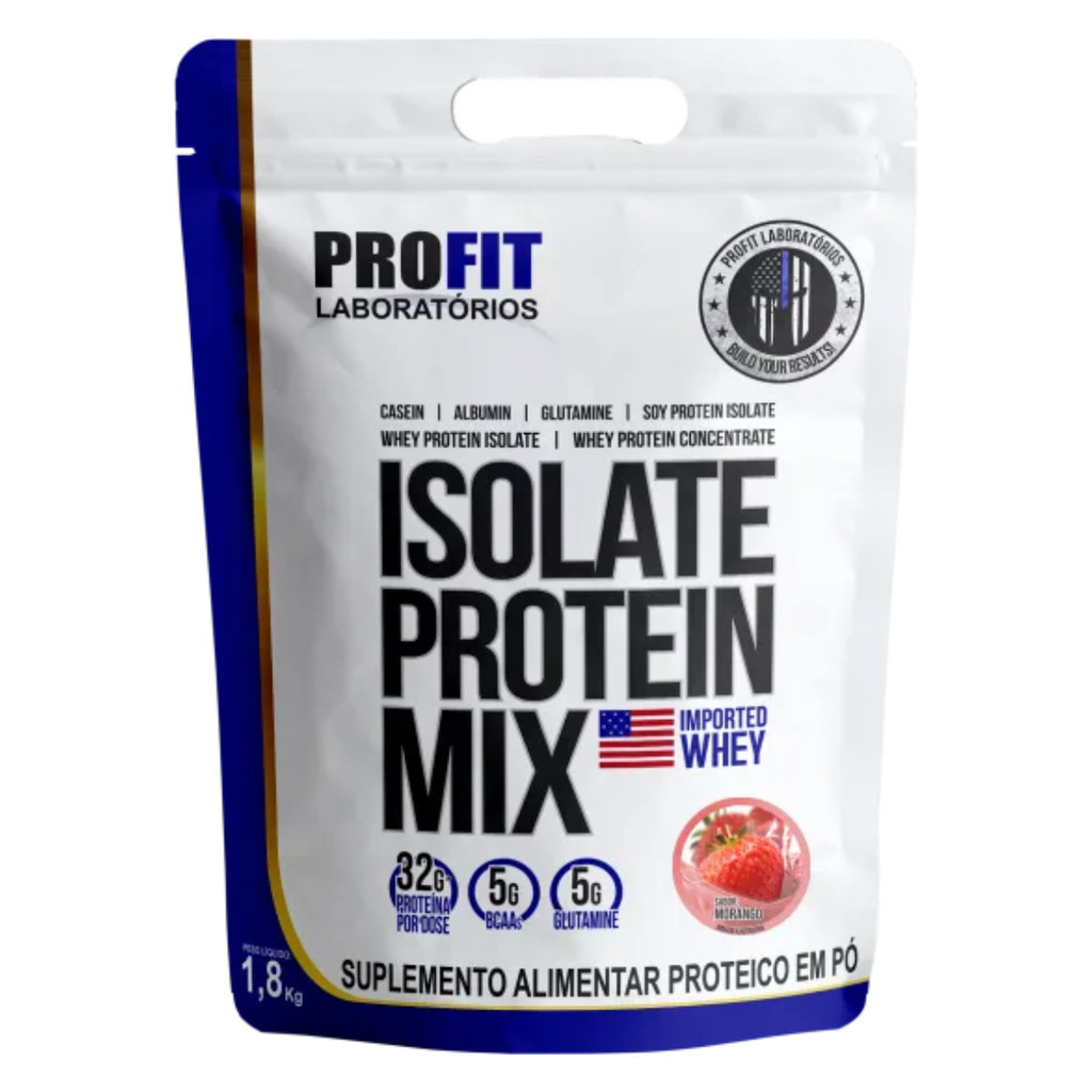 Isolate Protein Mix Profit Labs 1.8kg Refil 25g Proteína Blend Whey Soja Caseína BCAA