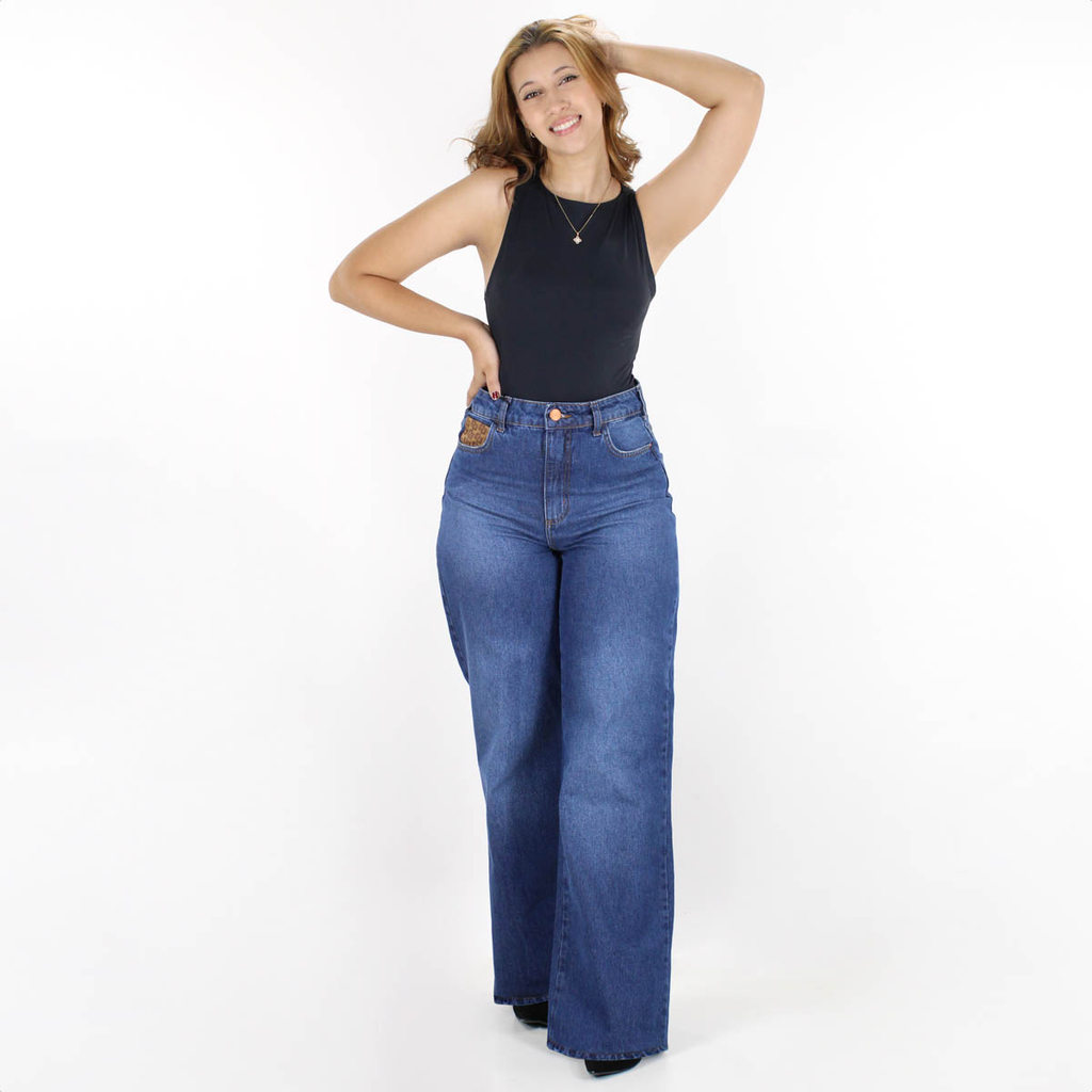 Calça Jeans Colcci Wide Leg Juliette Azul Indigo - Feminino