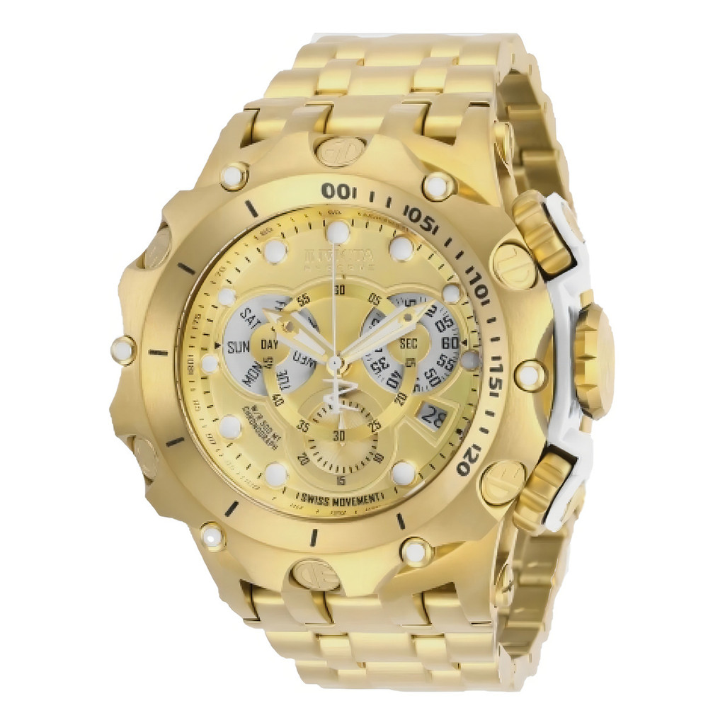 Relógio De Pulso Invicta Venon Hybrid 27792 Com Corria De Aço Inoxidável Cor Dourado - Fondo Prateado