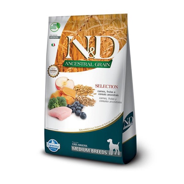 Ração N&d Ancestral Carne/ Frutas Cão Adulto Raça Média 15kg