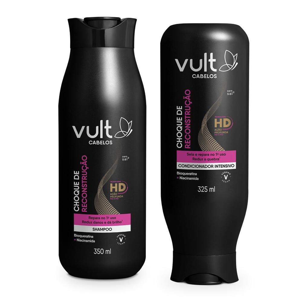 Combo Vult Cabelos Choque de Reconstrução: Shampoo 350ml + Condicionador 325ml