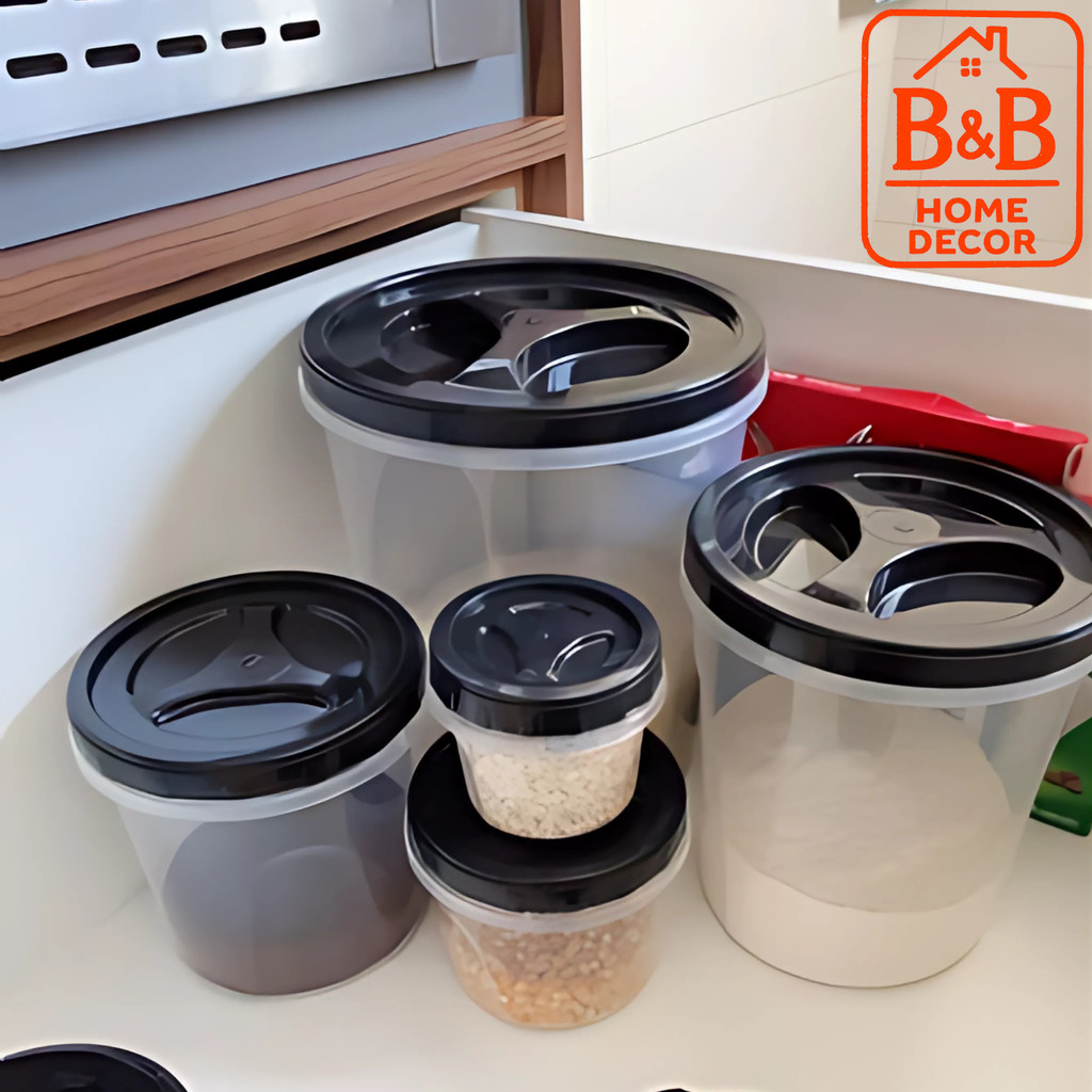 Kit Potes Porta Mantimentos 5 Peças Organização Prática para Cozinha e Despensa