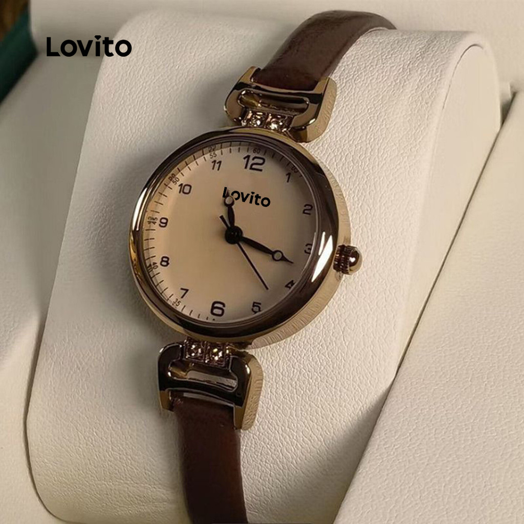 (NEW) Lovito Elegante Para E Versátil As Mulheres Relógio Todas Quartzo De Liso Estações Simples Retrô LFA82346