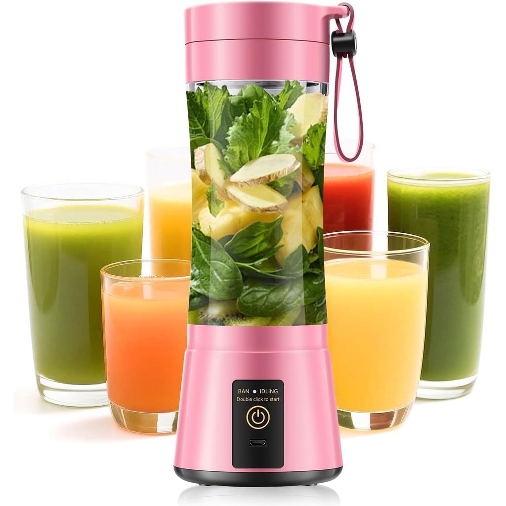 Liquidificador Portátil para Smoothies e Shakes - Liquidificador Pessoal Sem Fio com 6 Lâminas, Capacidade de 380ml, Lev